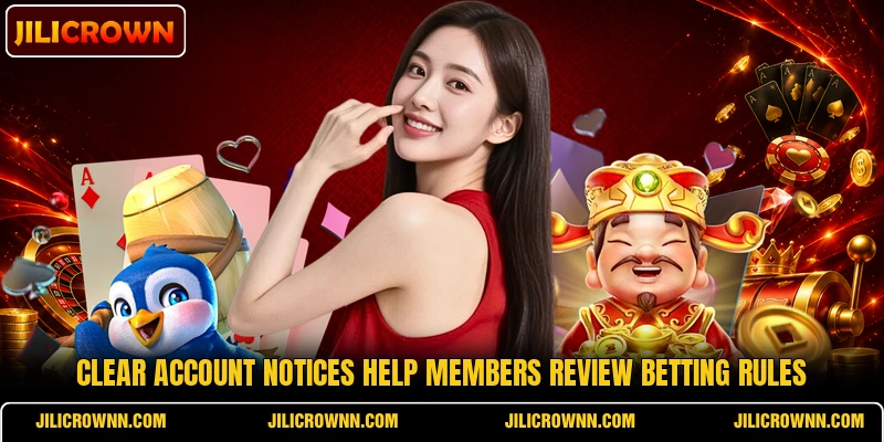 Clear account notices help members review betting rules Clear account notices help members review betting rules
