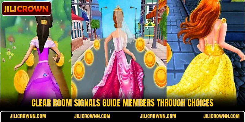 Clear room signals guide members through choices