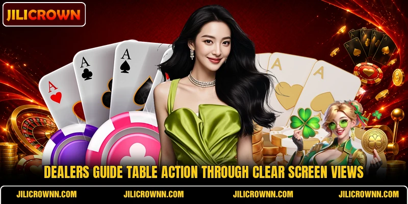Dealers guide table action through clear screen views