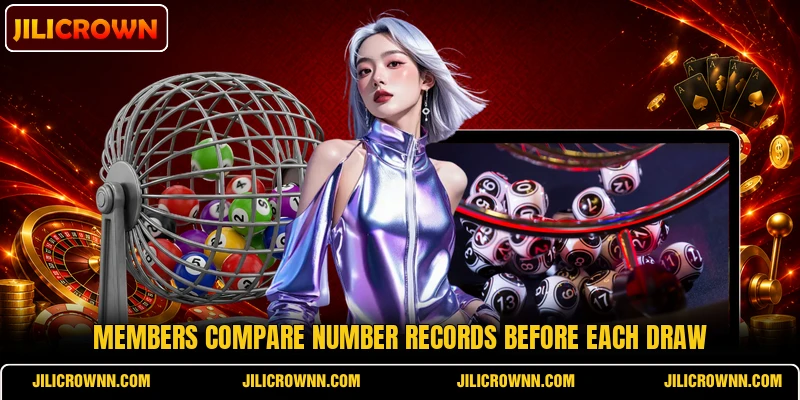 Members compare number records before each draw