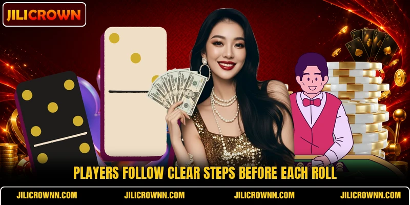 Players follow clear steps before each roll
