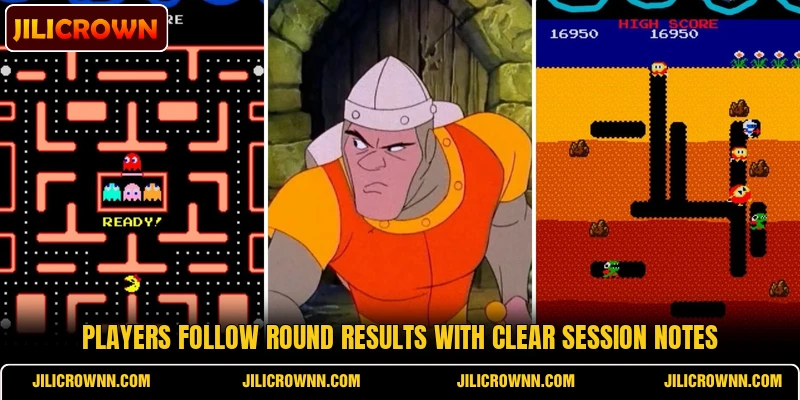 Players follow round results with clear session notes