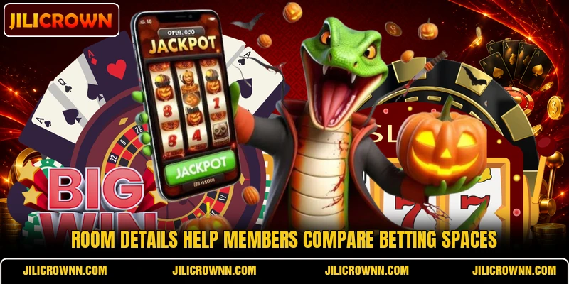 Room details help members compare betting spaces